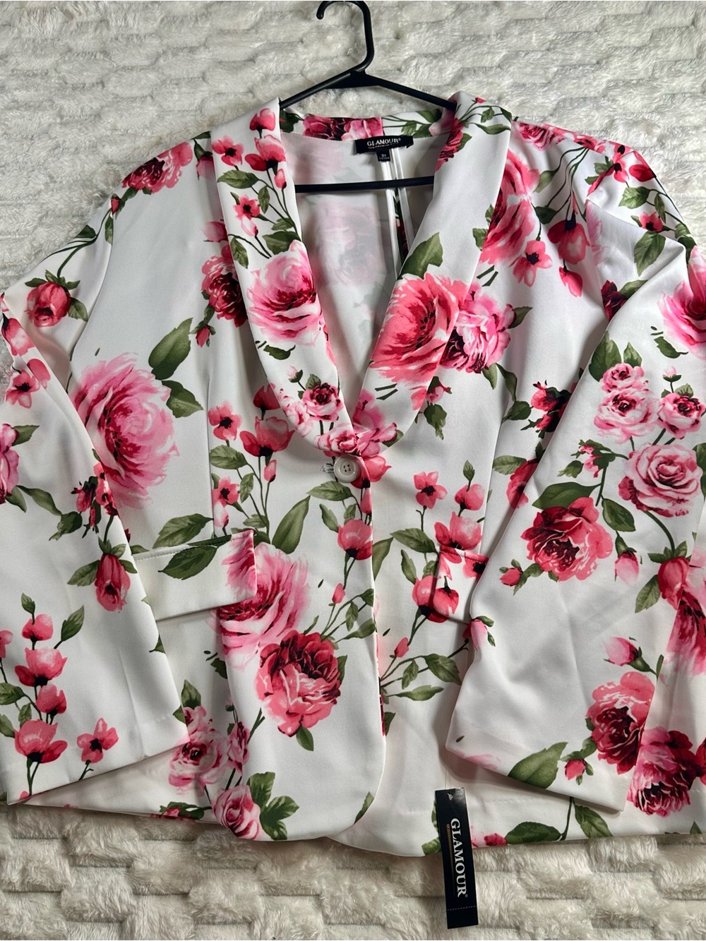 Glamour Floral Pink Rose Blazer Top - Women's Professional sz 3x NWT! Beautiful